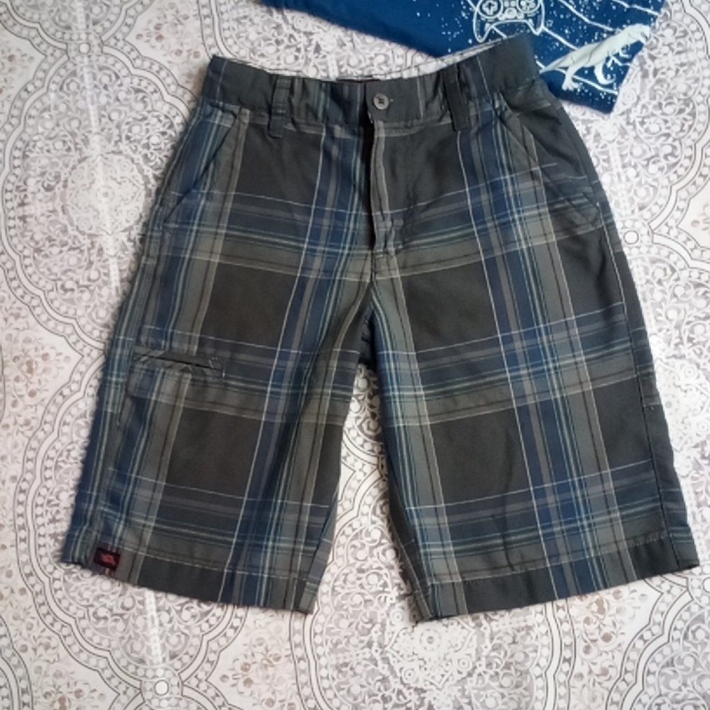 Dark blue plaid tony Hawk shorts - Picture 1 of 12